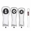 Titleist White & Black Leather Headcovers TA20TASCWB